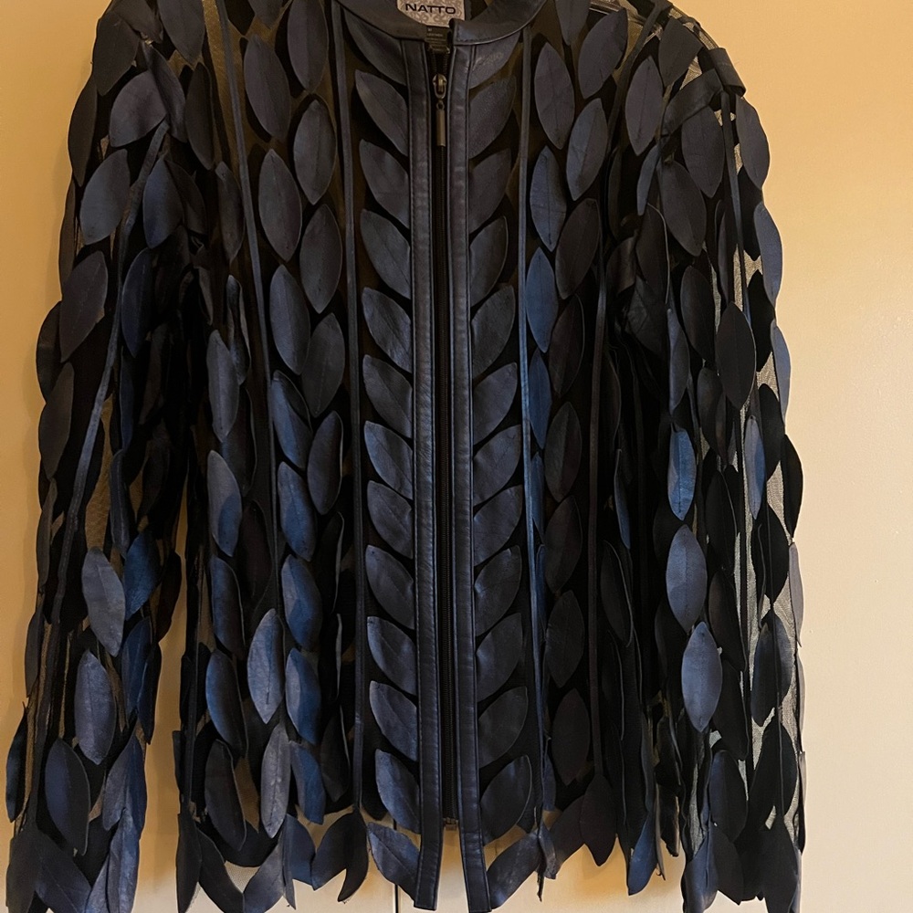 Natori Dark Blue Leaf Blazer